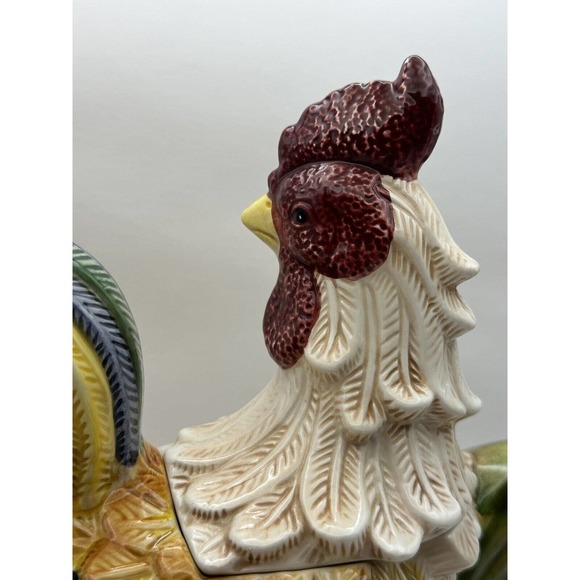 Vintage Jay Imports Rooster Teapot Hand Painted Farmhouse Kitchen Country Decor - Picture 9 of 9